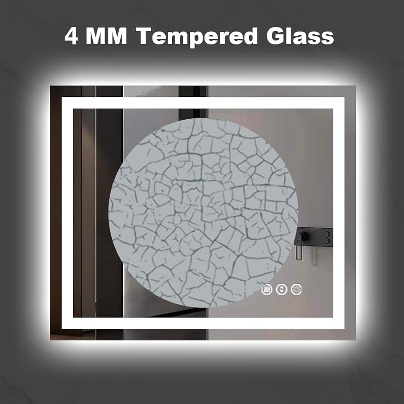 Amorho 30x24 Inch LED Bathroom Mirror with Front & Backlight, Anti-Fog, Dimmer & Color Temp Control