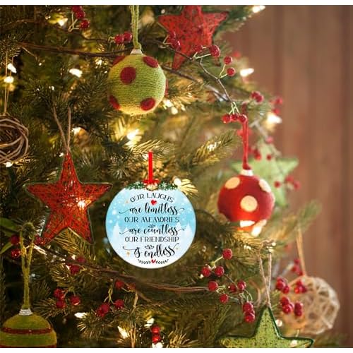 WaaHome Our Friendship is Endless Christmas Ornaments Friend Gifts for Women, Best Friend Ornaments for Christmas Tree Decorations Friendship Gifts for Friends Female Women