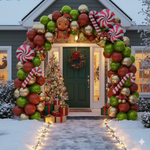 Froova Christmas Balloon Set Red Green Gold 12" Latex & Foil Balloons for Holiday Party