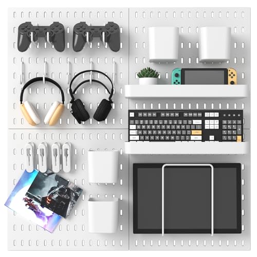 Wall Mounted Pegboard Organizer Kit - White, 25.2 x 25.2 Inches with 20 Accessories