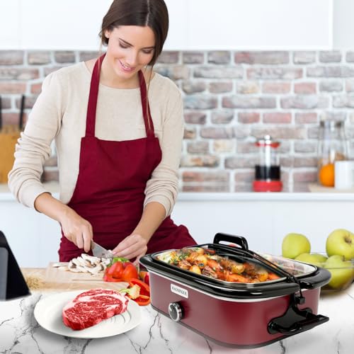 4 Quart Slow Cooker with Manual Warm Setting - Red Kitchen Appliance - Variation of 4 Quarts / Manual Red