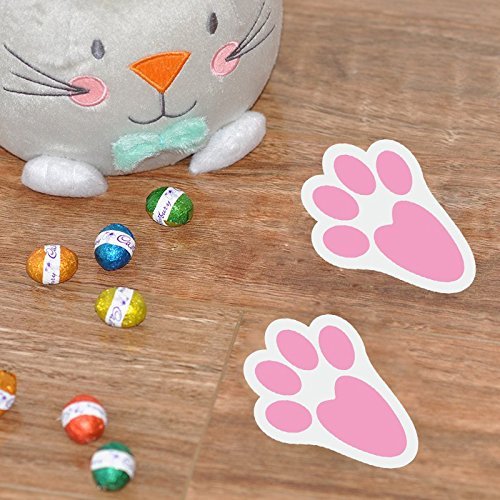 Ocosy 60Pcs Removable Easter Bunny Paw Prints Rabbit Paw Print Floor Decal Clings Easter Party Decorations