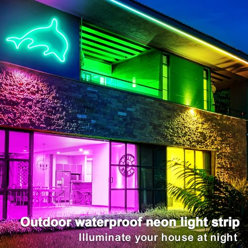 segrass 100FT RGB LED Neon Rope Lights Waterproof Flexible Strip with Remote & APP Control