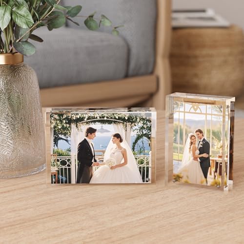 Egofine 4x6 Acrylic Picture Frame Set - Double-Sided Frameless Display, Free Standing, Rectangle, 6 Pack
