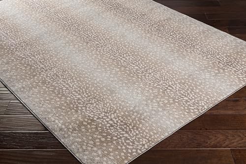 Livabliss 5'3" x 7'1" Camel Light Gray Antelope Print Area Rug - Modern Animal Theme