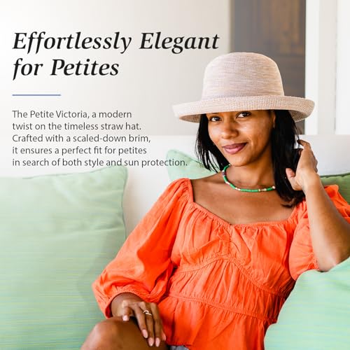 Women's Victoria Sun Hat - Small Mixed Camel Packable Wide Brim Hat with Adjustable Fit
