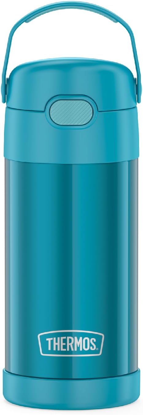 THERMOS FUNTAINER Water Bottle - 12 Ounce Kids Stainless Steel Vacuum Insulated with Straw - Teal