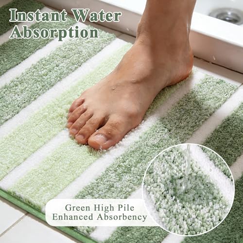 Yamaziot Sage Green 5-Piece Bathroom Rug Set with Non-Slip Backing - Light Green, 18x26, 20x32, 20x48, U-Shape & Cover
