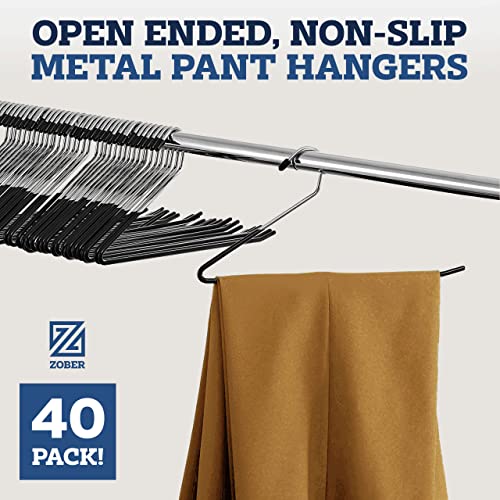 Chrome Metal Pants Hangers for Jeans Clothes Rack Organizer - 40 Pack
