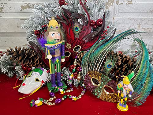 Mardi Gras King Wooden Nutcracker Christmas Decoration 14 Inch Santa's Workshop