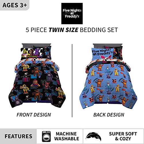 Franco Kids FNAF Twin Comforter Bedding Set - Super Soft, 5 Piece