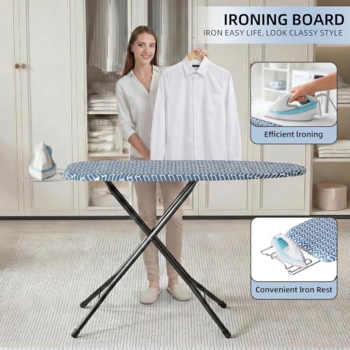 APEXCHASER Blue Full Size Foldable Ironing Board 43x13, Adjustable Height