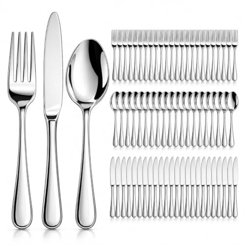Nice Kitchen 60-Piece Silverware Set for 20 - Stainless Steel Flatware, Dishwasher Safe
