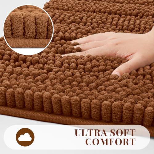 Bcoimo Bath Rug Mat - Burnt Orange Long Bathroom Runner 70x24 - Extra Soft Chenille