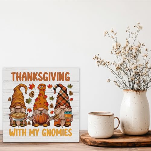 Thanksgiving Fall Gnomes Decorations Indoor Thanksgiving Sign Table Decor Fall Give Thanks Thankful Decor for Home Room Living Room Bedroom Kitchen Bathroom Desk