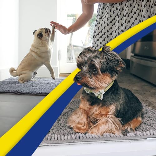 Muddy Mat Waterproof Indoor Door Mat 24x72 Grey Microfiber Absorbent Rug