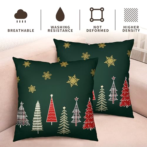 A6-2 20 x 20 Green Christmas Tree Pillow Covers Set of 2 - Dark Green Linen