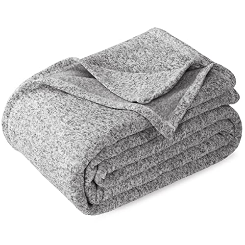 KAWAHOME Heather Grey Queen Size Sweatshirt Blanket for Bed, Lightweight & Soft