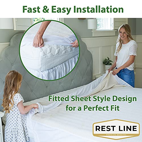 Rest Line Organic Waterproof Twin Mattress Protector - Noiseless & Breathable