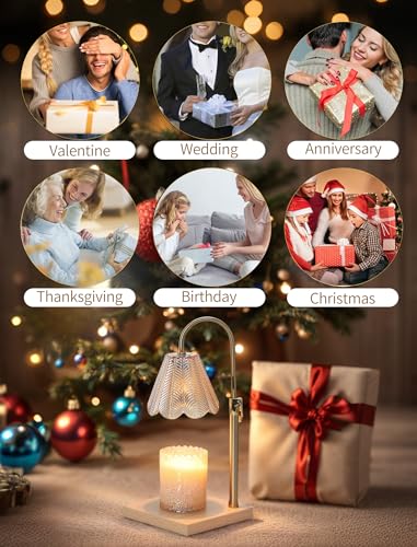 Candle Warmer Lamp with Timer & Dimmer, 2 Bulbs, Height Adjustable,
