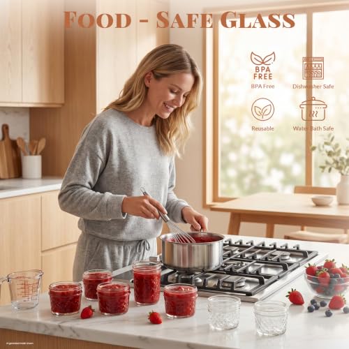 CycleMore 40 Pcs 4oz Crystal Mini Mason Jars, Silver Separable Lids