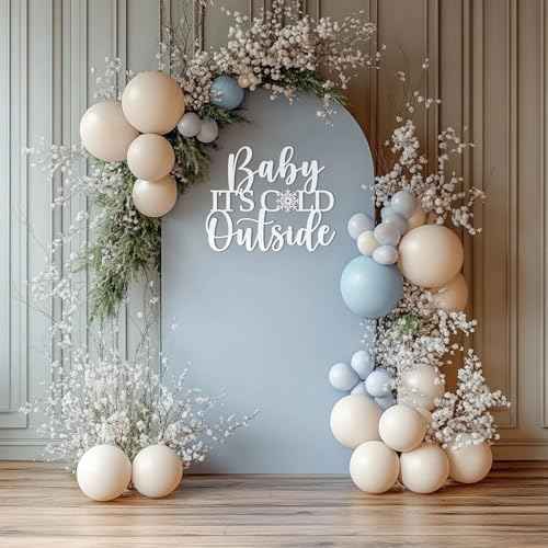 Baby It's Cold Outside Sign for Backdrop,Wooden Baby Shower Sign for Winter Wall Decoration for Gender Reveal Birthday Christmas Party Decorations Supplies(17inch*11.7inch)