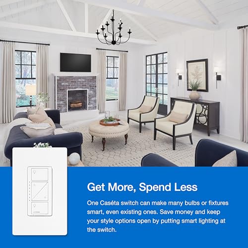 Lutron Caseta 3-Way Smart Dimmer Kit White - Wireless Remote & Bracket Included