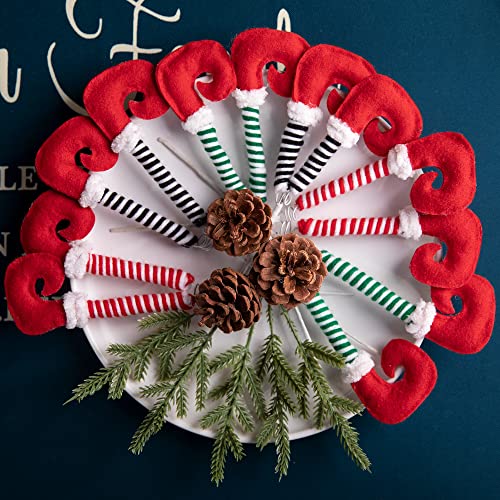 6 Pcs Christmas Elf Legs Tree Ornaments with Fixed Wire, Festive Decor
