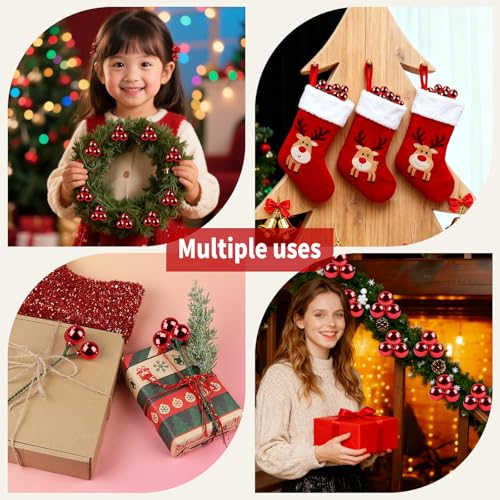 YIYA 18 PCS Christmas Tree Picks Ornaments Red Xmas on Wired Stems