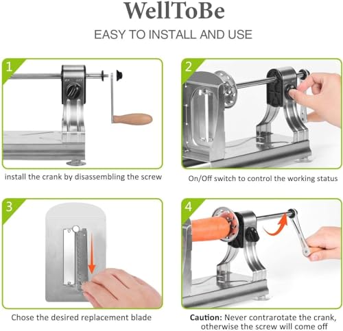 WellToBe 6-Blade Vegetable Spiralizer Spiral Slicer for Healthy Veggie Noodles