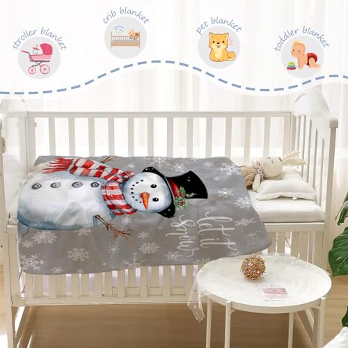 YeeJu Christmas Throw Blanket Baby Small Gray Christmas Snowman Blanket Toddler Infant Swaddle Pet Crib Soft Lightweight Fuzzy Plush Fleece Blankets and Throws Xmas Winter Holiday Blanket 30x40