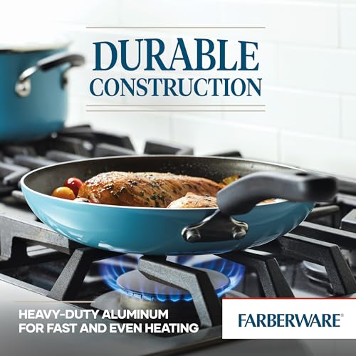 Farberware Cookstart 15-Piece Aluminum DiamondMax Nonstick Cookware Set - Aqua