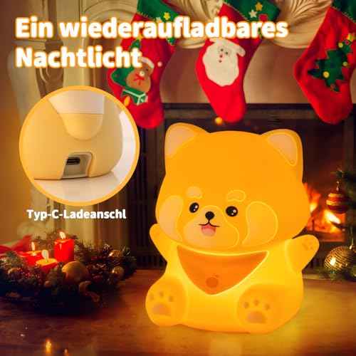 Cute Red Panda Lamp, LED Squishy Animal Night Light for Kids Sleep, Breastfeeding Nursery Nightlight for Room Decor, Rechargeable Bedside Touch Silicone Lamp, Unique Dorm Decor Gift Toy