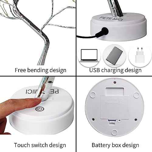 pete mici 108 LED Tabletop Bonsai Tree Light, 8 Modes 20¡¯¡¯ Warm White Artificial Fairy Light, Battery/USB Operated Twinkling Tree Lamp for Christmas Wedding Home Decoration