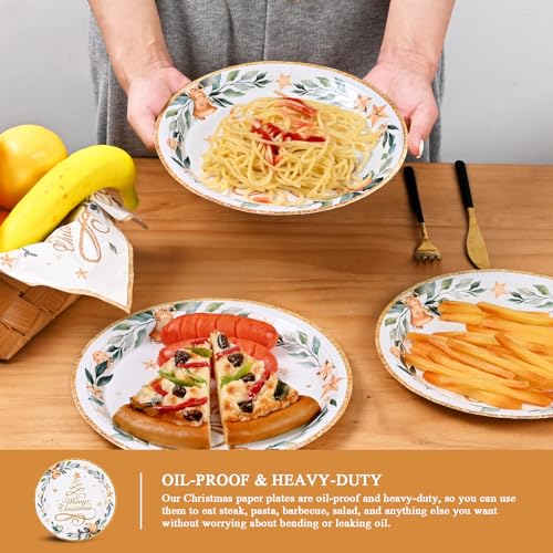 Homlouue Gold Christmas Tree Paper Plates & Napkins - Serve 50 Guests