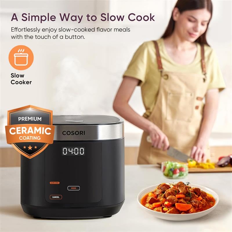 Cosori 10-Cup Fuzzy Logic Rice Cooker with Ceramic Inner Pot - 18-in-1 Kitchen Appliance