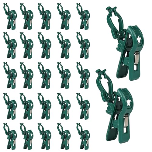 TW SHINE 50 Pack C7 C9 Christmas Light Spring Clips with Universal E12/E17 Fit, Weatherproof Shatterproof Quick-Release Gutter & Roof Clips