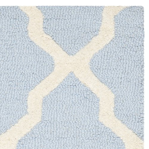 SAFAVIEH Cambridge Collection 3' x 5' Light Blue/Ivory CAM121A Handmade Trellis Premium Wool Area Rug
