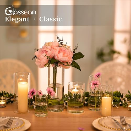 Clear Glass Cylinder Vases Set of 24 with 2.6-Inch Diameter - Wedding & Centerpiece Decor