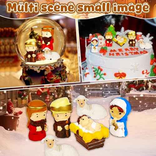 Exasinine Mini Christmas Nativity Set Little People Nativity Set Tabletop Scenes Decor Collectible Figurines Miniatures Statues Ornaments