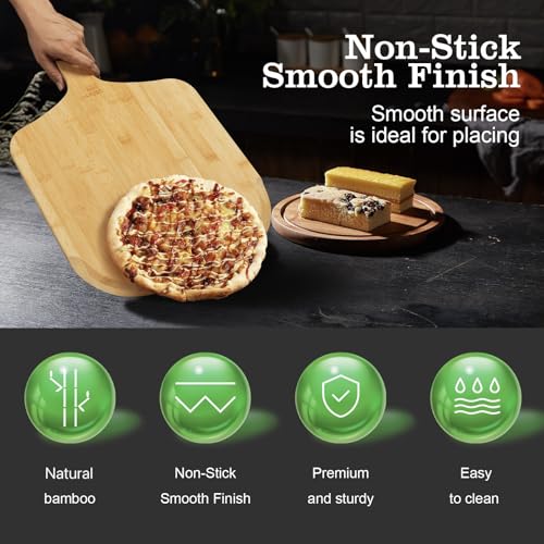 JIAFUEO 23" x 14" Bamboo Pizza Peel - Large Pizza Paddle & Spatula