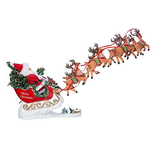 Kurt Adler 24in Musical Santa with 8 Reindeer Set