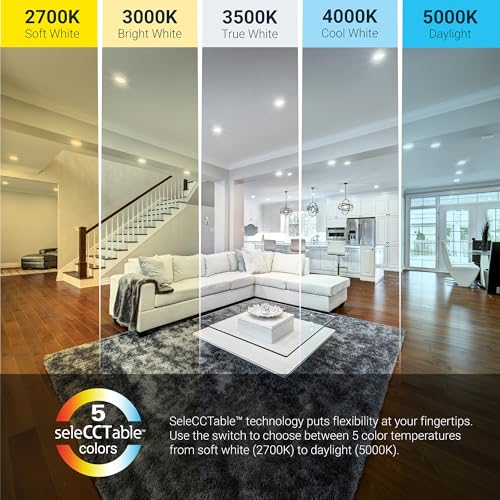 HALO 6-Inch Slim LED Recessed Light Trim Kit 6 Pack, Dimmable, 5CCT, 965lm, Wet Location