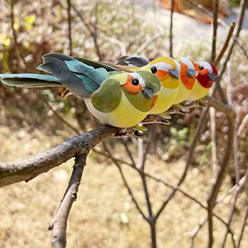 4pcs Artificial Birds Clip on Bird Ornaments with Feathers for Spring Christmas Tree Decoration, Arts & Crafts and Floral Arrangements (Model-4S05)