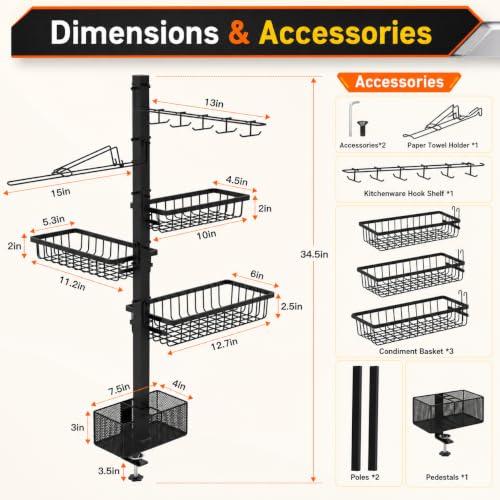 Blackstone Griddle Caddy with Powder Coating – Outdoor Grill Organizer & Accessories Holder
