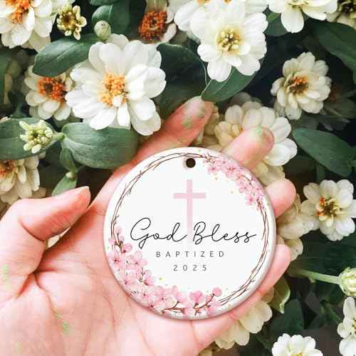 ZAGKOO Easter Baptism Gifts for Girls - Christening Ornament for Baby Girl, Kids, Women - Godchild Gift from Godparents - Religious Easter Decorations, God Bless Baptized Christmas Ornament 2025