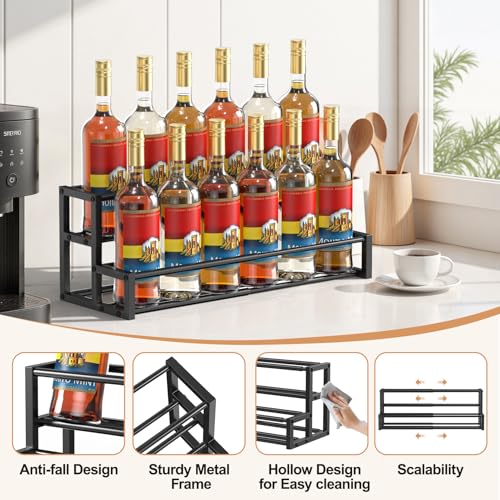 Expandable Coffee Syrup Organizer, Enlarged 6-12 Bottles Stand