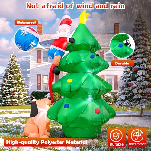 6FT Christmas Inflatable Santa & Tree Outdoor Yard Decoration with LED Lights