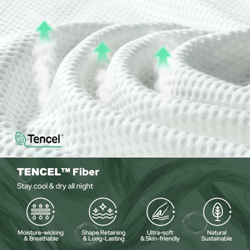 Queen Mattress Topper - White, Soft Tencel Blend Pillow Top, Deep Pocket