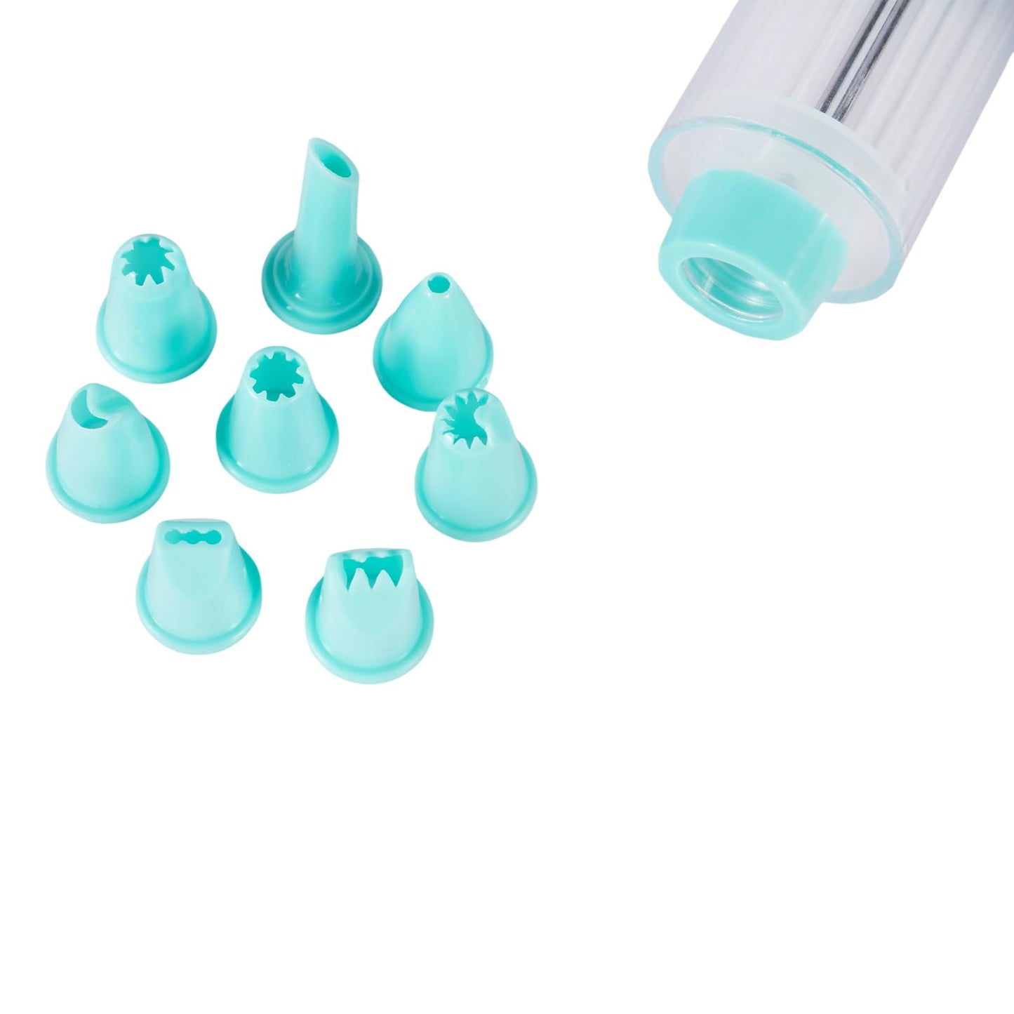 Cupcake Injector/Decorating Icing Set, 9-Piece Set, Stainless Steel Laminating gunCookie gunSqueeze cookie makerCream laminating gunLaminating nozzleSoluble beansBaking tools (Blue 9pcs)